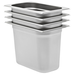 Recipientes gastronorm 4 pcs gn 1/4 200 mm aço inoxidável