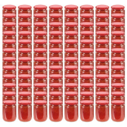 Frascos de vidro com tampas vermelhas 96 pcs 230 ml