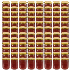 Frascos de vidro com tampas douradas 96 pcs 230 ml