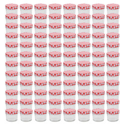 Frascos de vidro com tampas brancas e vermelhas 96 pcs 110 ml