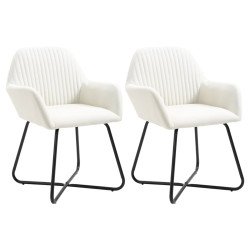 Cadeiras de jantar 2 pcs tecido cor creme