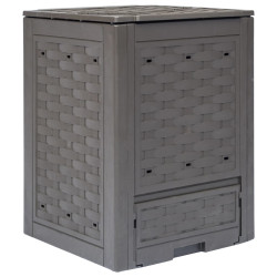 Compostor de jardim 60x60x83 cm 300 l plástico vime castanho