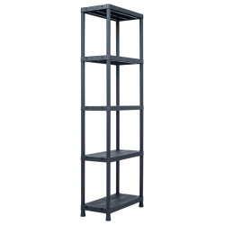 Estante de arrumação 125 kg 60x30x180 cm plástico preto