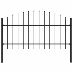 Cerca de jardim com ponta de lança em aço 181x125 cm, preta