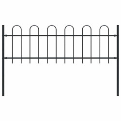 Cerca de jardim boxtel com topo em arco, em aço, 170x60 cm, preto