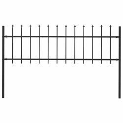 Cerca de jardim woerden com ponta em forma de lança, em aço, 170 x 60 cm, preto.