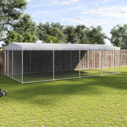 Canil de exterior com telhado 7,6x3,8x2,3 m