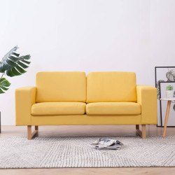 Sofá de 2 lugares em tecido amarelo