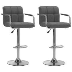 Cadeiras de bar 2 pcs tecido cinzento-claro