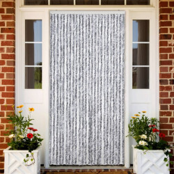 Cortina anti-insetos 100x220 cm chenille branco e cinzento