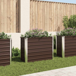 Canteiro elevado de jardim aço galvanizado 100x40x77cm castanho