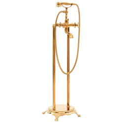 Torneira de pé para banheira aço inoxidável 99,5 cm dourado