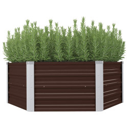 Canteiro jardim elevado 129x129x45cm aço galvanizado castanho