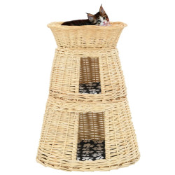 3 Pcs cestos p/ gatos + almofadões 47x34x60cm salgueiro natural