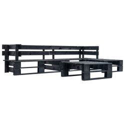 Sofás de paletes para jardim 4 pcs madeira preto