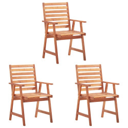 Cadeiras jantar p/ jardim 3 pcs madeira acácia maciça