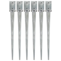 Estacas de enterrar 6 pcs 9x9x90 cm aço galvanizado prateado