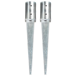 Estacas de enterrar 2 pcs 8x61 cm aço galvanizado prateado
