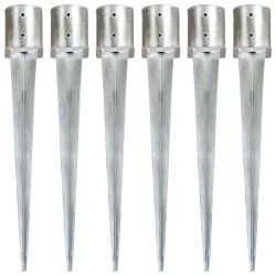 Estacas de enterrar 6 pcs 12x91 cm aço galvanizado prateado