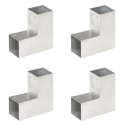 Bases para poste em forma de l 4 pcs 81x81 mm metal galvanizado