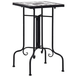 Mesa de apoio em mosaico cerâmica preto e branco