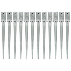 Estacas de enterrar 12 pcs 7x7x75 cm aço galvanizado prateado