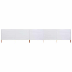 Para-vento com 5 painéis em tecido 600x80 cm cor areia branco