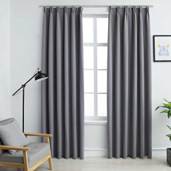Cortinas blackout com ganchos 2 pcs 140x175 cm cinzento