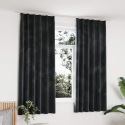 Cortinas blackout com ganchos 2 pcs 140x175 cm veludo antracite