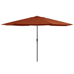 Guarda-sol de jardim com poste de metal 390 cm terracota