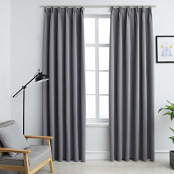 Cortinas blackout com ganchos 2 pcs 140x245 cm cinzento
