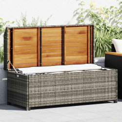 Banco de jardim c/ arrumação 120 cm vime PE cinzento