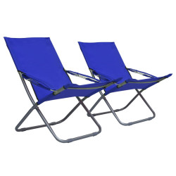 Cadeiras de praia dobráveis 2 pcs tecido azul