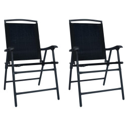 Cadeiras de jardim dobráveis 2 pcs textilene preto