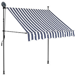 Toldo retrátil manual com LED 100 cm azul e branco
