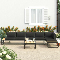 Sofás de canto para jardim com almofadões 4 pcs alumínio e wpc