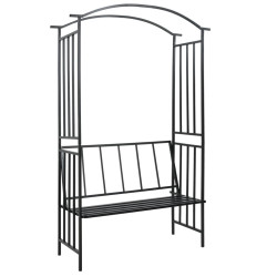 Arco de jardim com banco 128x50x207 cm ferro preto