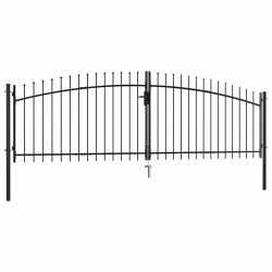 Portão de cerca de porta dupla woerden com topo em forma de lança 400x174,5 cm