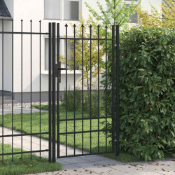 Portão de cerca boxtel porta única com ponta de aço 1x1,75 m preto