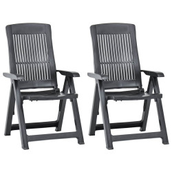Cadeiras de jardim reclináveis 2 pcs plástico antracite