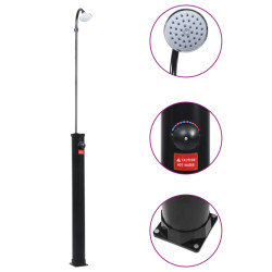 Chuveiro solar de jardim 215 cm 8 l preto