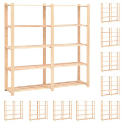 10 Unidades arrumação 5 prateleiras 170x38x170cm pinho 500 kg