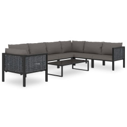 8 Pcs conjunto lounge de jardim c/ almofadões vime PE antracite