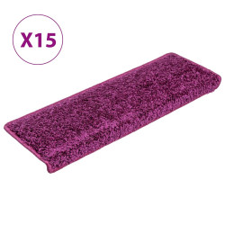 Tapetes de escada 15 peças 65x21x4 cm roxo com borda retangular