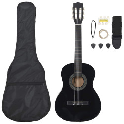 8 Peças conjunto guitarra clássica iniciantes 3/4 36" preto