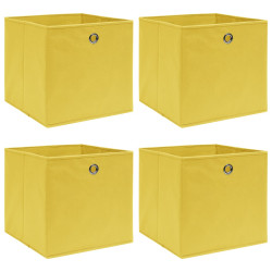 Caixas de arrumação 4 pcs 32x32x32 cm tecido amarelo