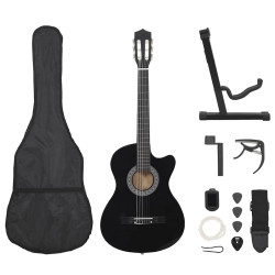 12 Pcs conjunto de guitarra clássica com 6 cordas 38" preto