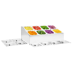 Suporte gastronorm c/ 8 recipientes gn 1/6 aço inoxidável