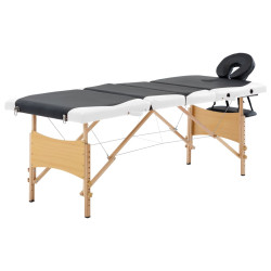 Mesa de massagens dobrável 4 zonas madeira branco