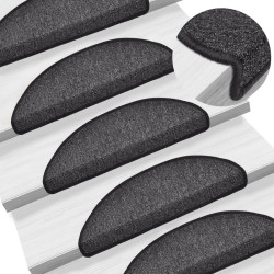 Tapetes de escada 15 peças 56x17x3 cm antracite semicircular